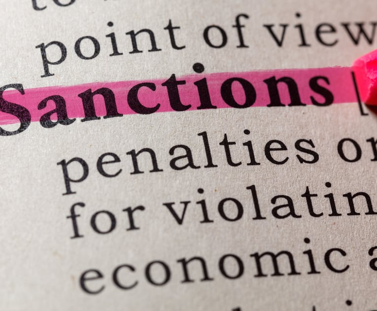 Highlighted dictionary entry for sanctions